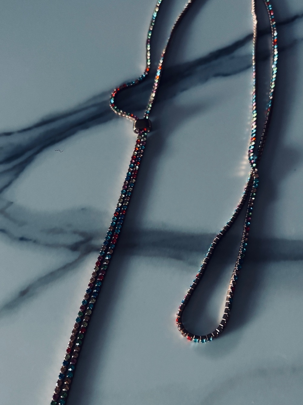 Multicolor Crystal Lariat Necklace - Women Jewelry